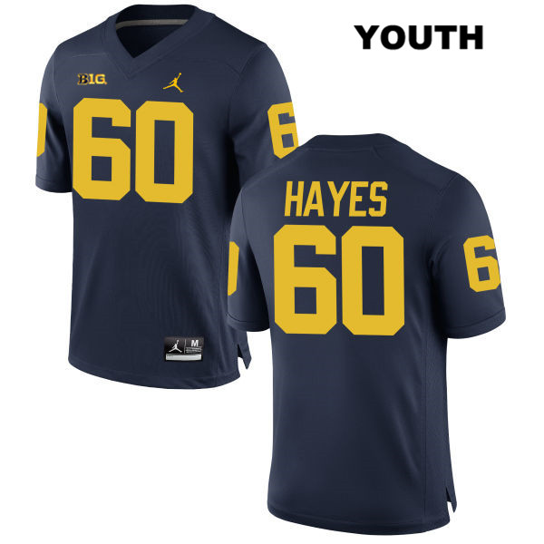 Youth NCAA Michigan Wolverines Ryan Hayes #60 Navy Jordan Brand Authentic Stitched Football College Jersey RH25C54GH